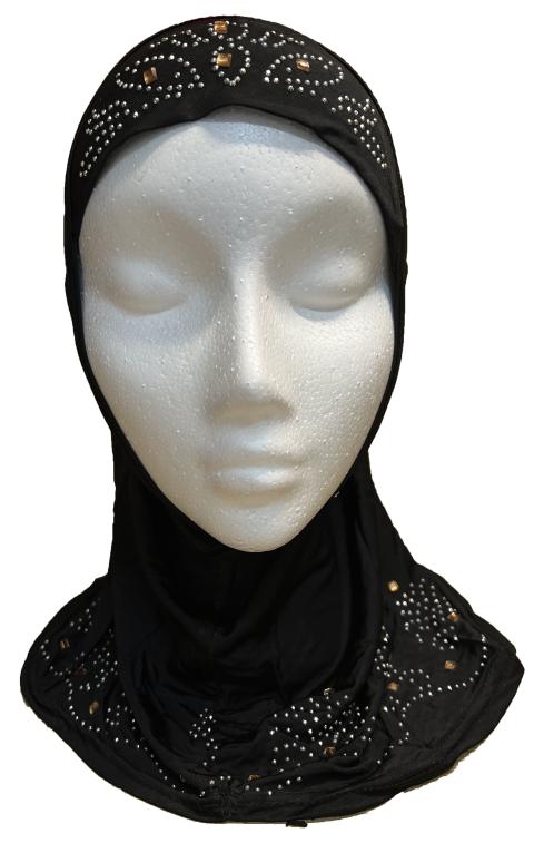 12 pcs Black And White Hijab With Mix Stones Medium