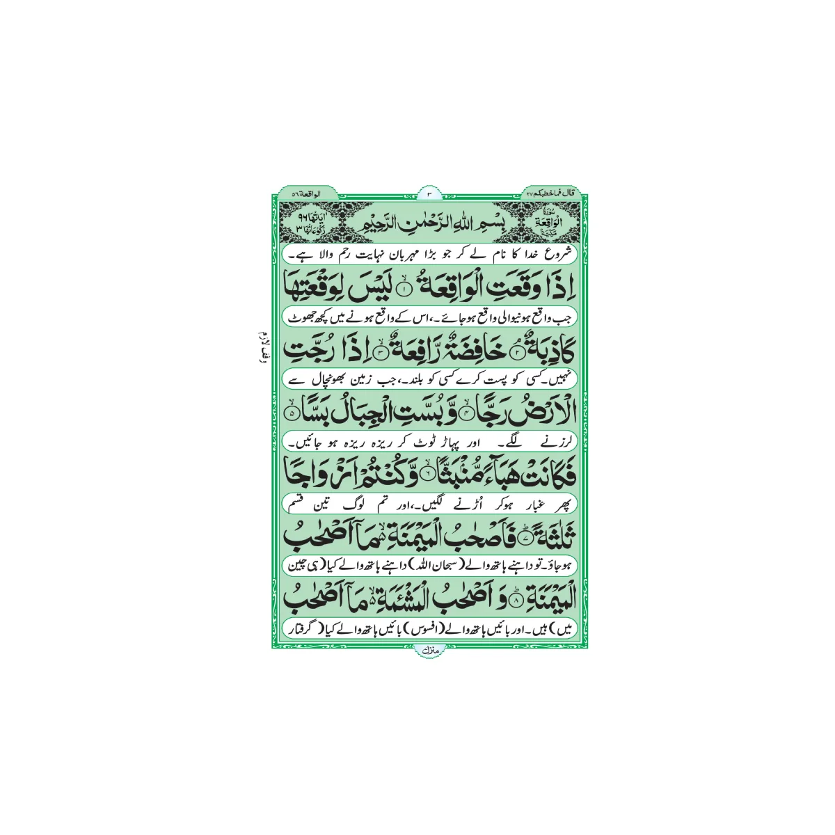 Sura Waqia Translated
