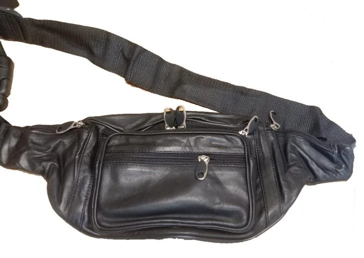 Hajj pouch Black Leather Large(6 pocket)Good zip qual 