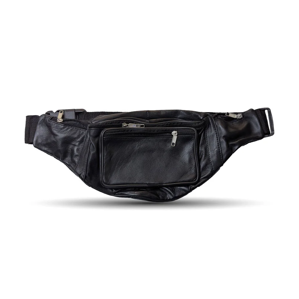 Hajj pouch Black Leather Large(6 pocket)Good zip qual 