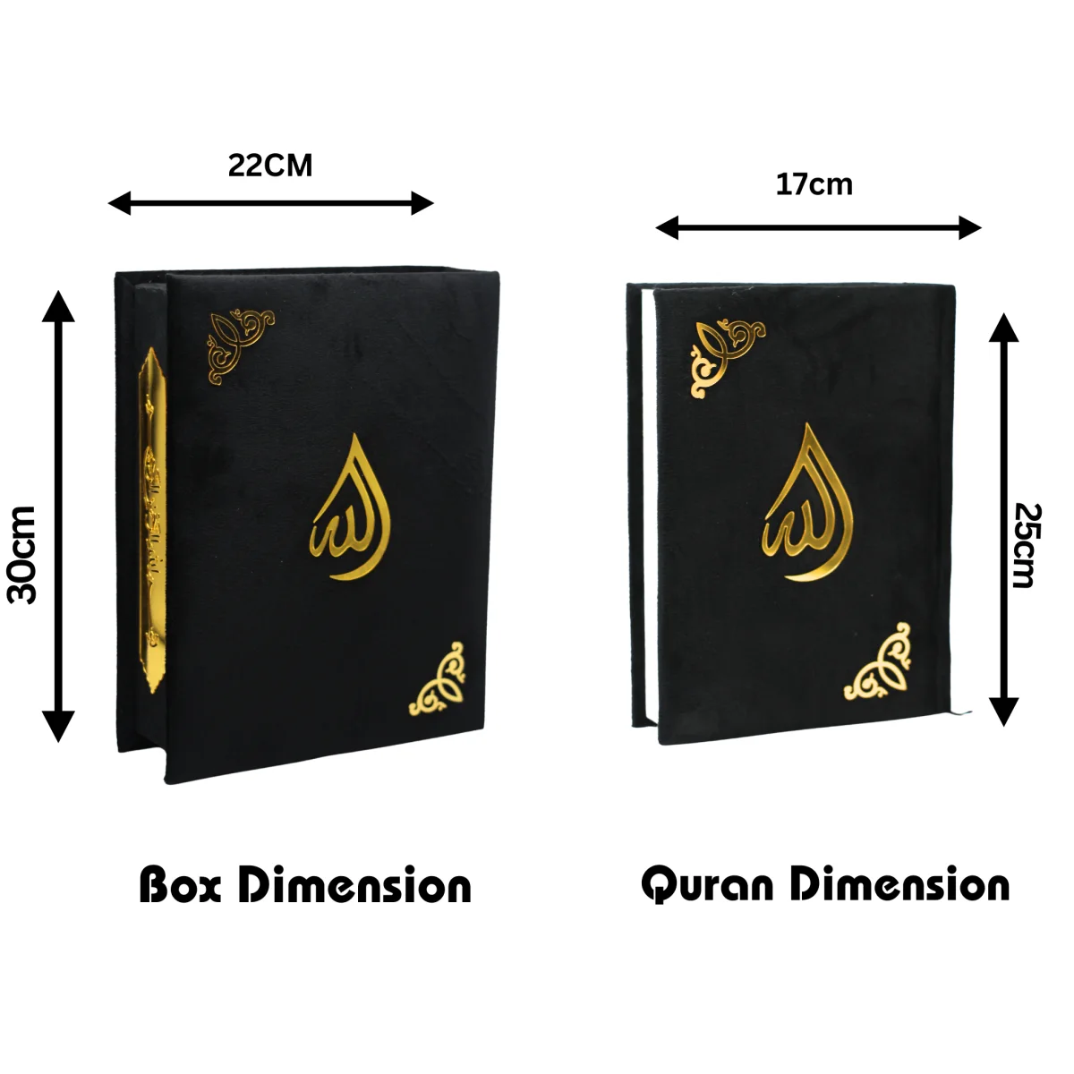 Holy Quran 13 Line Velvet Box Black