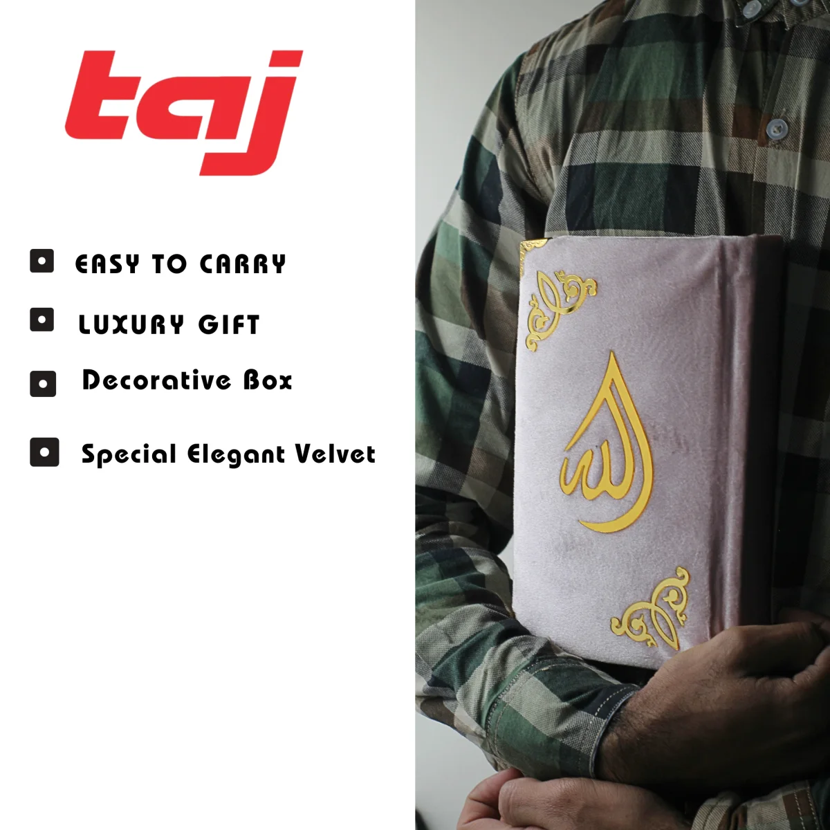 Holy Quran 13 Line Velvet Box Light Pink