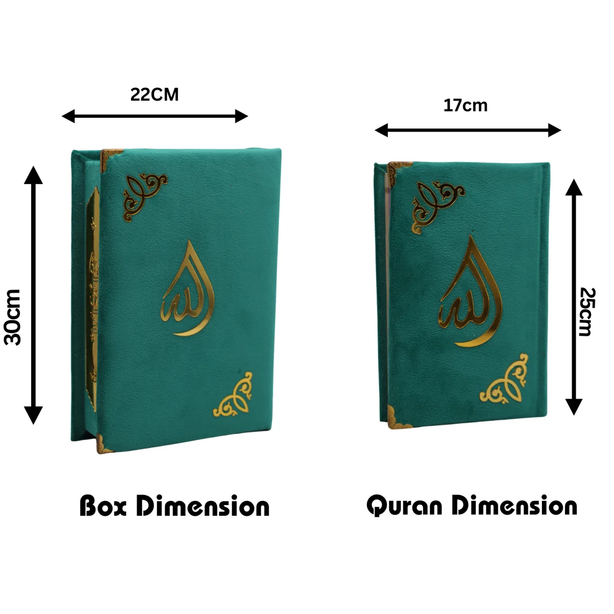 Holy Quran 13 Line Turquise Velvet Binding With Box