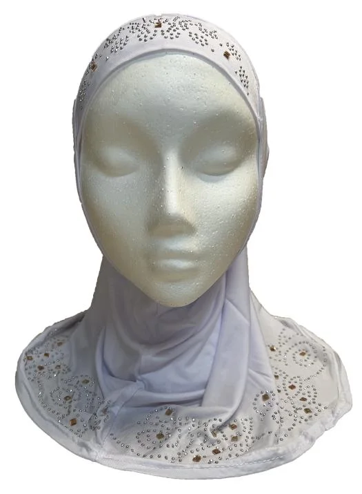 12 pcs Black And WHite Hijab With Mix Stones Large
