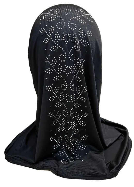 12 pcs Black And White Hijab With Premium Stones Small
