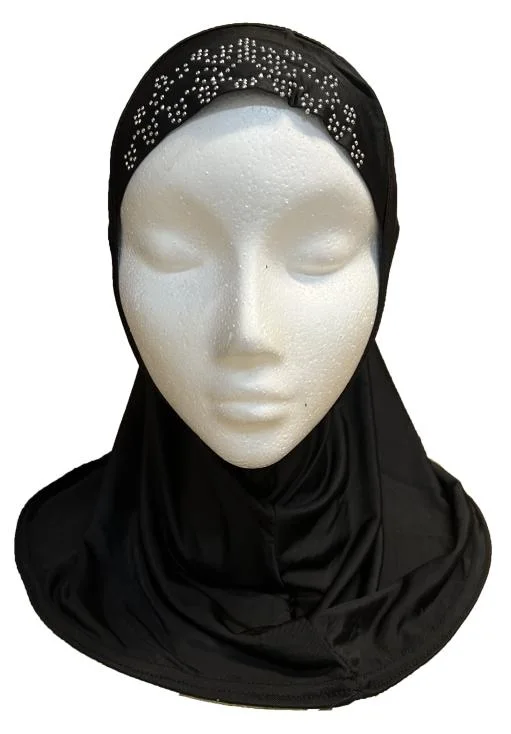 12 pcs Black And White Hijab With Premium Stones Small