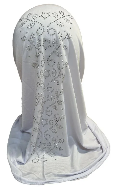 12 pcs Black And White Hijab With Premium Stones Medium