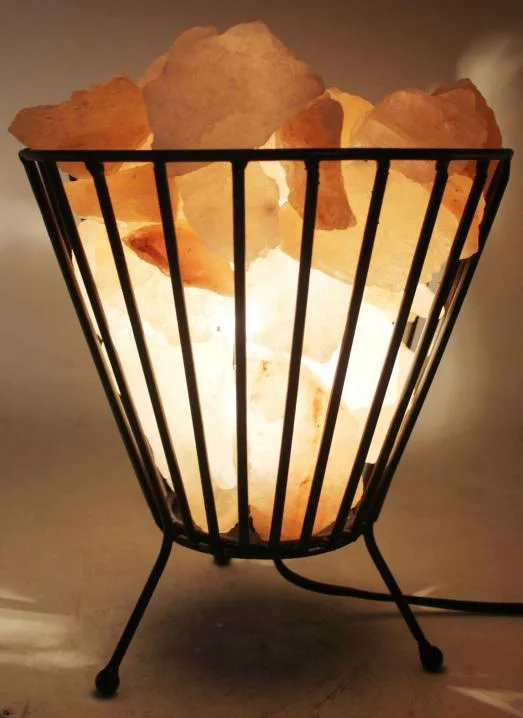 Iron Basket Salt Night Lamp with tripod stand
